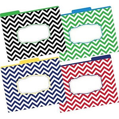 Barker Creek Nautical Chevron File Folder Assorted 12 Pack LL 1232