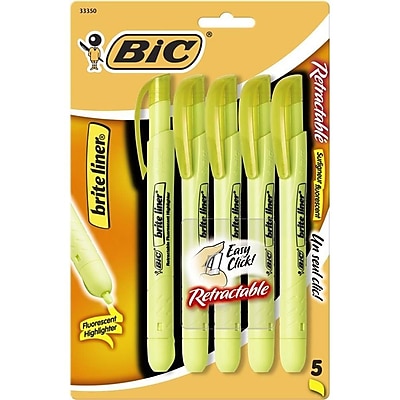 BIC Brite Liner Retractable Highlighter Chisel Tip Yellow BLRP51
