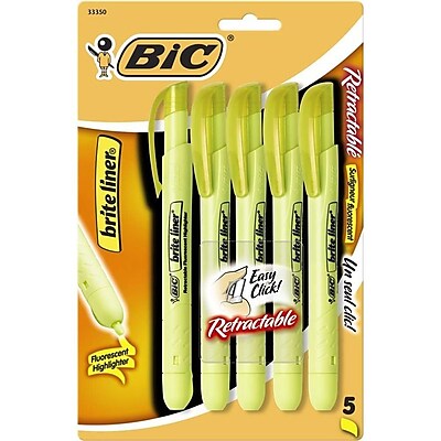 BIC Brite Liner Retractable Highlighter Chisel Tip Yellow BLRP51