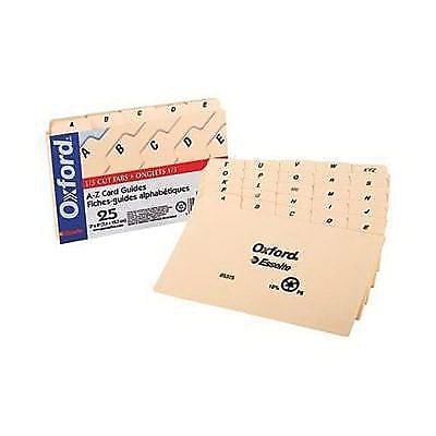 Oxford PlainTab Alphabetical Index Card Guide 3 x 5 25 Division Manila B5325