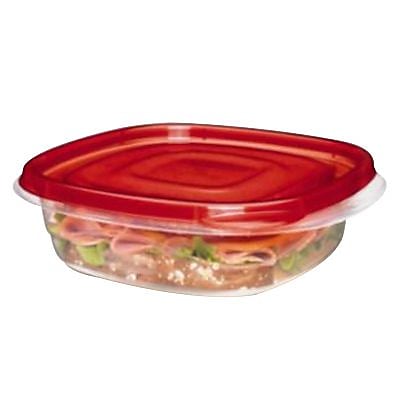 Rubbermaid TakeAlongs 2.9 Cups Clear Red Plastic Sandwich Square Bowl 4 Pack FG7F58RETCHIL