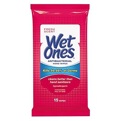 Wet Ones Antibacterial Moist Towelette 5 x 7 15 Pack PLA 4702