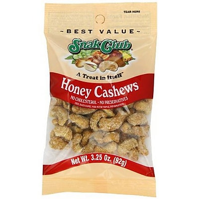 Snak Club Roasted Honey Cashews 3.25 oz. HON CASHEW