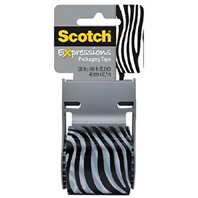 Scotch Decorative Shipping Packing Tape Black White Zera 1.88 x 13.8 Yd.