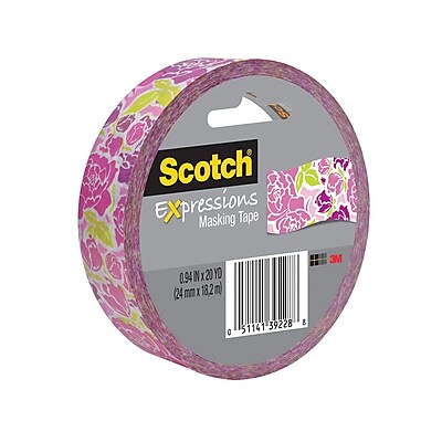 Scotch Expressions Masking Tape 1 x 20 Yards Blue Quatrefoil