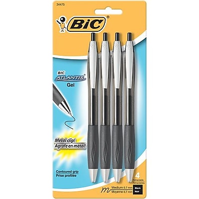 BIC Medium Gel Pen 0.7mm Black 4 Pack RATGP41 BLK
