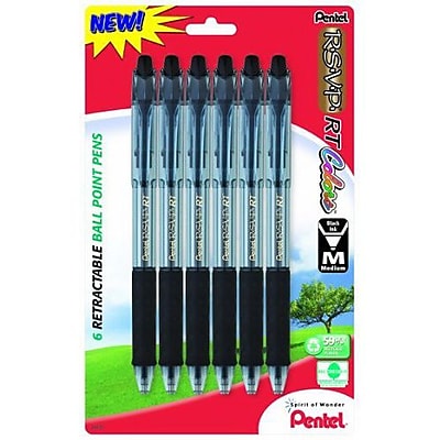 Pentel Medium Ballpoint Pen 1.0mm Black BK93CRBP6A