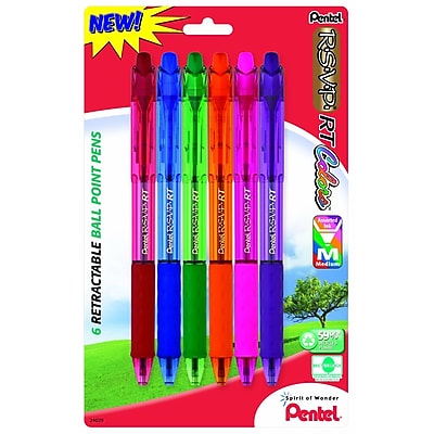 Pentel Medium Ballpoint Pen 1.0mm Multicolor BK93CRBP6M