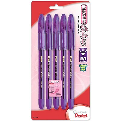 Pentel Medium Ballpoint Pen 1.0mm Violet 5 Pack BK91CRBP5V