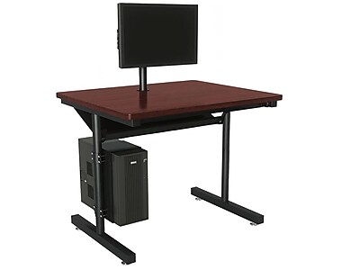 Versa Tables Basic Single User 36 x 30 Steel Frame Laminated Wood Computer Desk Cherry SPB10136300102