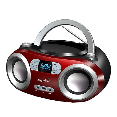 Supersonic Portable Bluetooth Audio System 100 240 V Red sc 509bt rd