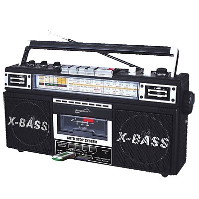 Supersonic sc 3200bk Retro 4 Portable Radio and Cassette Player Black