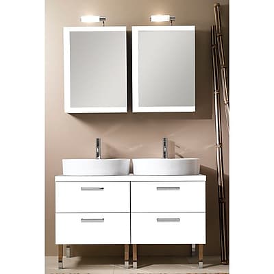 Iotti by Nameeks Aurora 45'' Double Bathroom Vanity Set with Mirror; Glossy White