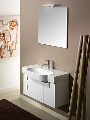 Iotti by Nameeks Enjoy NE4 35'' Single Wall Mounted Bathroom Vanity Set with Mirror; Glossy White