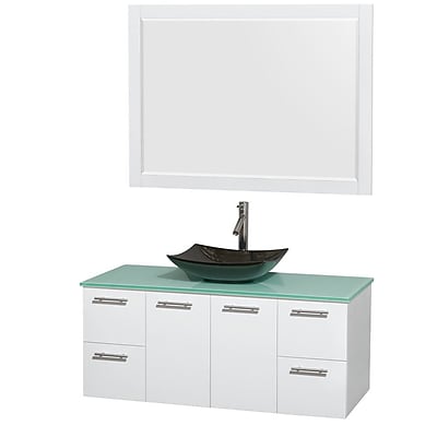 Wyndham Collection Amare 48'' Single Bathroom Vanity Set with Mirror; Glossy White