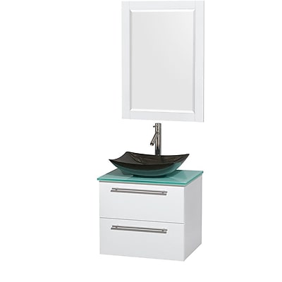Wyndham Collection Amare 24'' Single Bathroom Vanity Set with Mirror; Glossy White