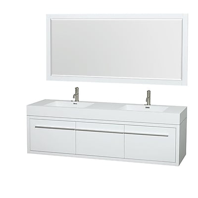 Wyndham Collection Axa 72'' Double Bathroom Vanity Set with Mirror; Glossy White