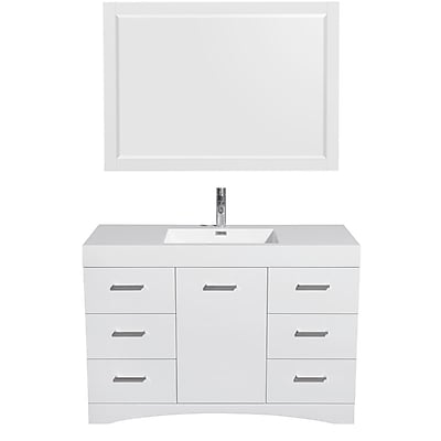 Wyndham Collection Delray 48'' Single Bathroom Vanity Set with Mirror; Glossy White