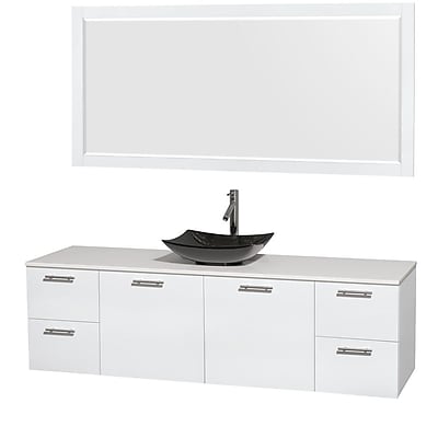 Wyndham Collection Amare 72'' Single Bathroom Vanity Set with Mirror; Glossy White