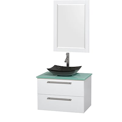 Wyndham Collection Amare 30'' Single Bathroom Vanity Set with Mirror; Glossy White