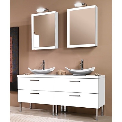 Iotti by Nameeks Aurora 61'' Double Bathroom Vanity Set with Mirror; Glossy White