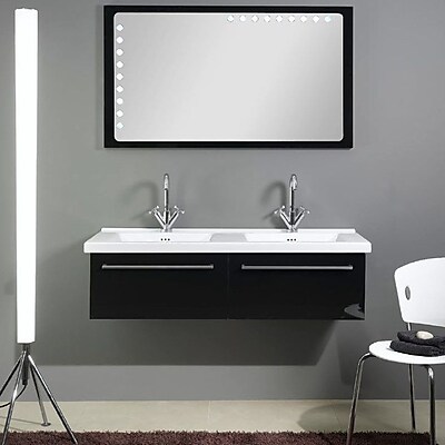 Iotti by Nameeks Fly 49'' Double Bathroom Vanity Set with Mirror; Glossy Black