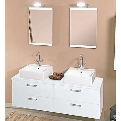 Iotti by Nameeks Aurora 60'' Double Bathroom Vanity Set with Mirror; Glossy White