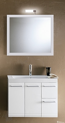 Iotti by Nameeks Linear 30'' Single Wall Mounted Bathroom Vanity Set with Mirror; Glossy White
