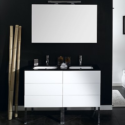 Iotti by Nameeks Time 47'' Double Wall Mounted Bathroom Vanity Set with Mirror; Glossy White