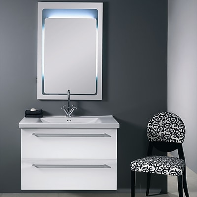 Iotti by Nameeks Fly 37'' Single Wall Mounted Bathroom Vanity Set with Mirror; Glossy White