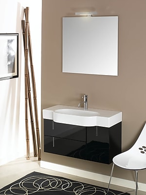 Iotti by Nameeks Enjoy 35'' Single Wall Mounted Bathroom Vanity Set with Mirror; Glossy White