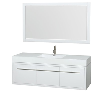 Wyndham Collection Axa 60'' Single Bathroom Vanity Set with Mirror; Glossy White