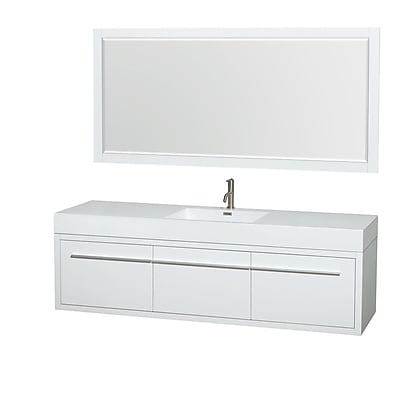 Wyndham Collection Axa 72'' Single Bathroom Vanity Set with Mirror; Glossy White