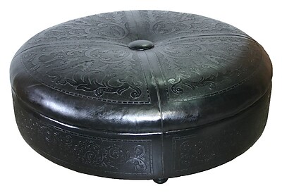 New World Trading King Kong Leather Ottoman; Colonial Black
