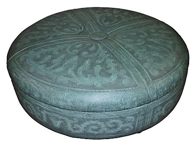 New World Trading King Kong Leather Ottoman; Colonial Turquoise