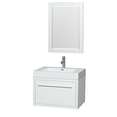 Wyndham Collection Axa 30'' Single Bathroom Vanity Set with Mirror; Glossy White