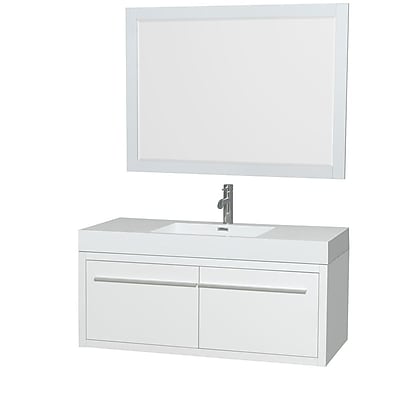 Wyndham Collection Axa 48'' Single Bathroom Vanity Set with Mirror; Glossy White