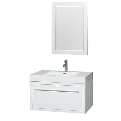 Wyndham Collection Axa 36'' Single Bathroom Vanity Set with Mirror; Glossy White