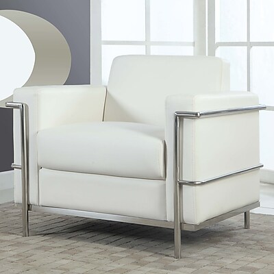 BestMasterFurniture Modern Arm Chair with Chrome Frame; White