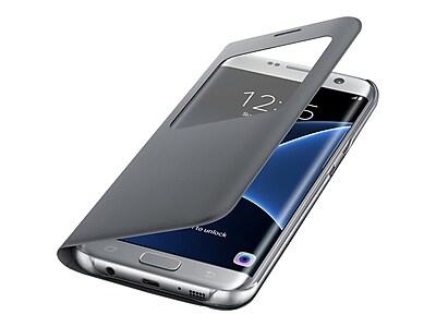 Samsung EF-CG935PSEGUS S-View Polyurethane Leather Flip Cover for Samsung Galaxy S7 edge, Silver