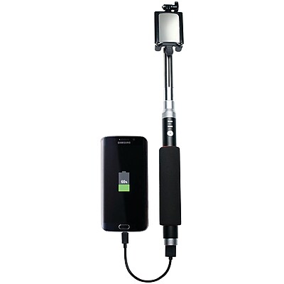 CTA Bluetooth Selfie Stick With Built-in 5,000mAh Battery Pack Charger