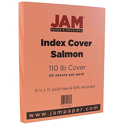 JAM Paper Vellum Bristol Index Cardstock 8.5 x 11 110lb Salmon 50 pack 169856