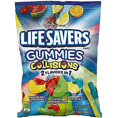 LifeSavers Gummies Collisions 2 Flavor In 1 Candy 7 oz. Raspberry Lemonade Cherry Watermelon