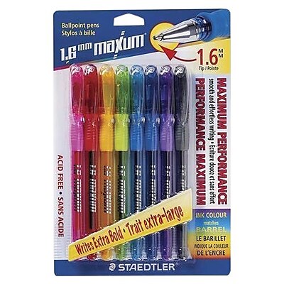 Staedtler Maxum Ballpoint Pen 1.6 mm Assorted 8 Pack 9824B BK8