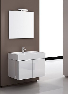 Iotti by Nameeks Smile 32'' Single Wall Mount Bathroom Vanity Set with Mirror; Glossy White