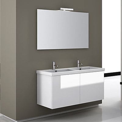 Iotti by Nameeks Space 47'' Double Wall Mount Bathroom Vanity Set with Mirror; Glossy White