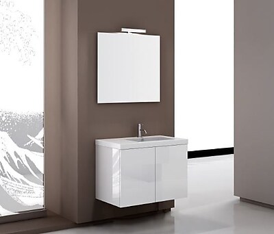 Iotti by Nameeks Space 32'' Single Footed Bathroom Vanity Set with Mirror; Glossy White