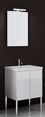 Iotti by Nameeks Space 24'' Single Bathroom Vanity Set with Mirror; Glossy White