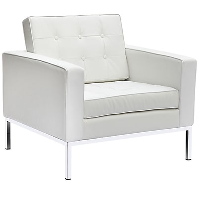 Fine Mod Imports Button Arm Chair in Leather White FMI2201 white