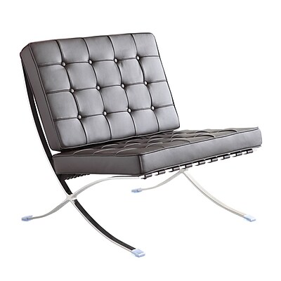 Fine Mod Imports Pavilion Chair in Italian Leather Dark Brown FMI4000P dark brown